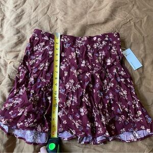 Reformation Burgundy Floral Mini Skirt